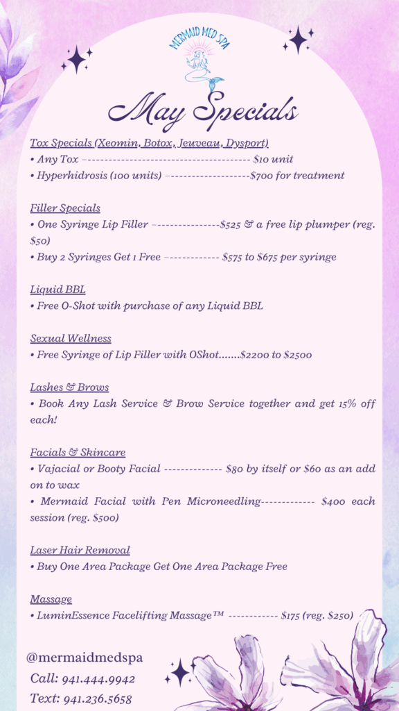 may med spa specials brows waxing lashes botox massage