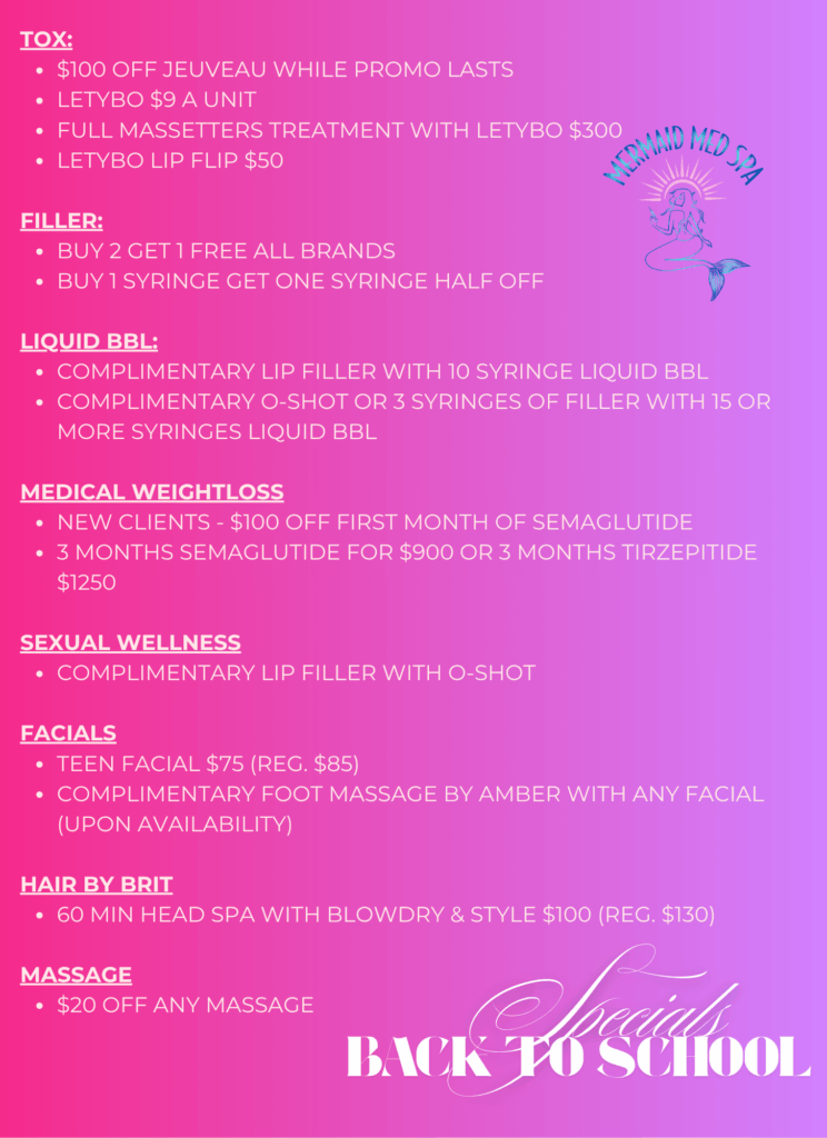 back to school med spa specials